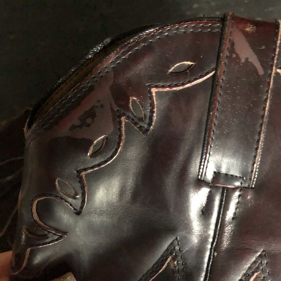 Custom made] Chocolate brown Leather Metal Western Cowboy Boots - Picture 7 of 10